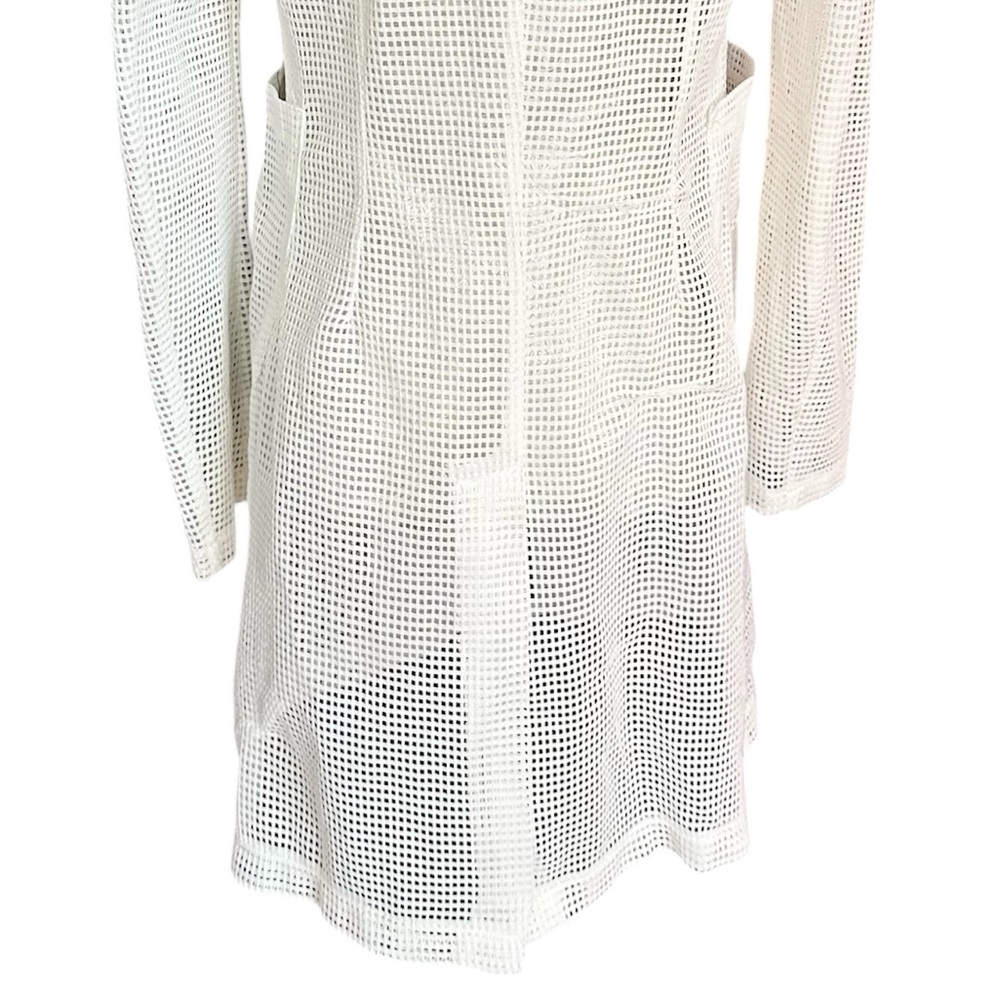 Naked Wardrobe Mesh White Blazer Lab Coat Office Siren Bridal Guest Size Large - Picture 6 of 7